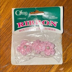 Offray Pink Ribbon Flowers doll house sewing